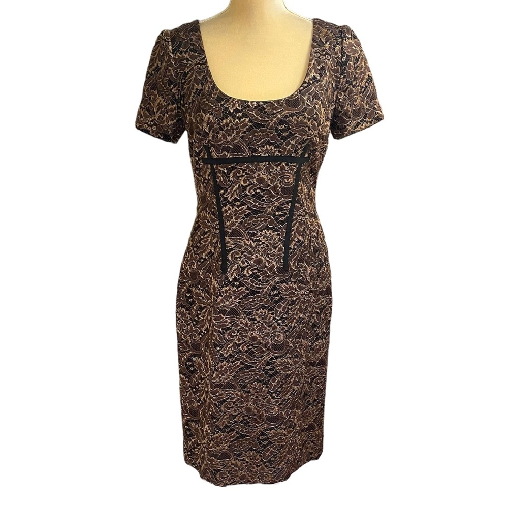 Carolina Herrera Lace Overlay Sheath Dress Size 6